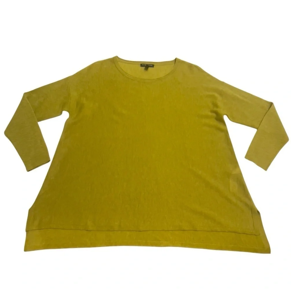 Eileen Fisher Fine Tencel Alpaca Scoop Neck Sweater Tunic Top Fern PP/PTP 2P-4P